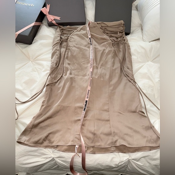 House Of CB Latte Satin Lace Up Midi Skirt. - Picture 6 of 6